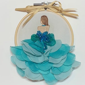 Blue Ball Gown ~ Hoop Art ~ Wall Decor ~ Princess ~ Embroidery