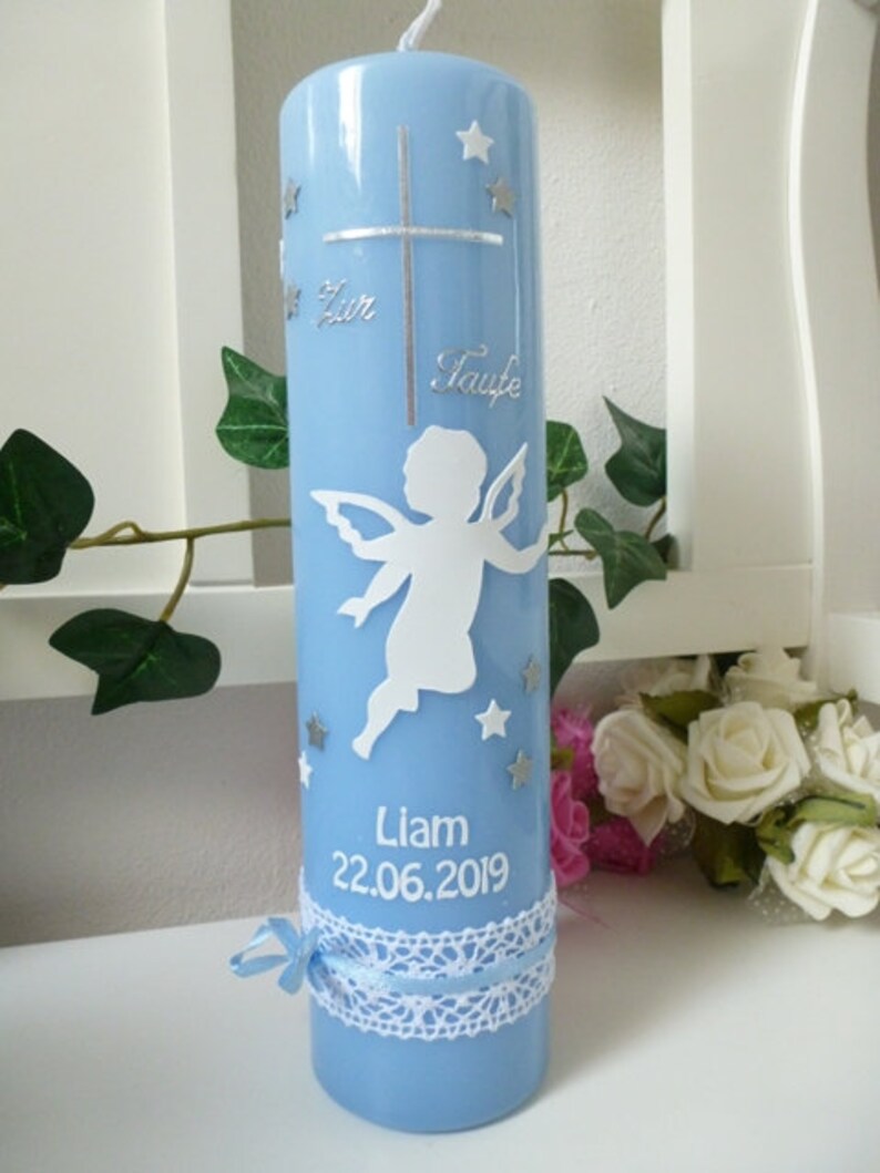 baptism candle for boy