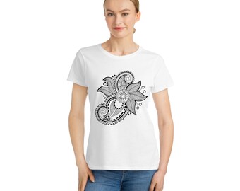 Klassisk t-shirt med henna och paisleymönster från Organic India för kvinnor