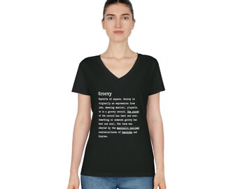 Definition av Groovy Organic Evoker V-ringad t-shirt för kvinnor, Urban Dictionary, miljövänlig