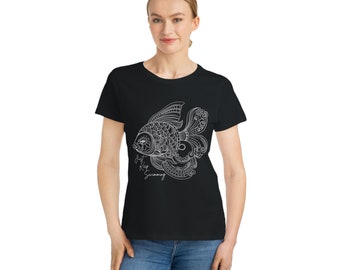 Bara fortsätt simma etnisk fisk ekologisk klassisk henna-t-shirt för kvinnor