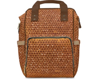 Unisex Honey Hive Natural Multifunktionell Blöjväska Ryggsäck