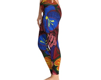 Färgglada blombroderade mexikanska leggings