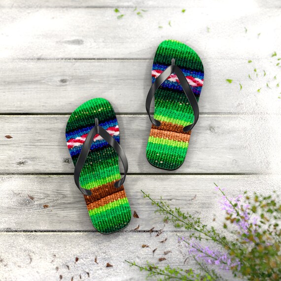 Sherpa Mexican Striped Groovy Flip Flops Etsy UK