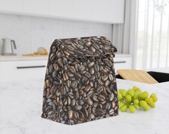 Sustainable Reusable Lunch Bag Insulating with magnet closure Coffee Beans