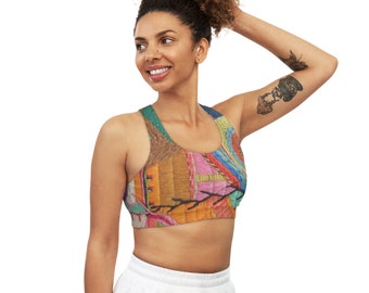 Folkkonst Sömlös Sport-BH Broderigarn Färgglad Design