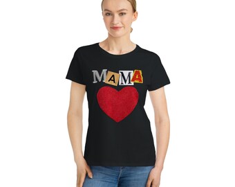 Groovy Mama Filt Heart ekologisk klassisk slumpmässig t-shirt för kvinnor