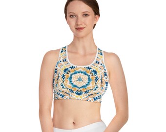 Tie Dye Blå Gul Sport-BH