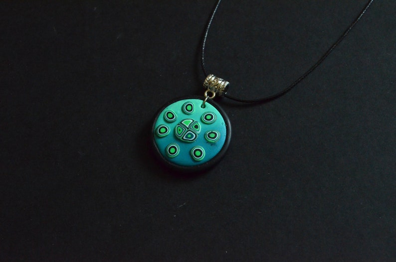 On Sale Gift For Her Gift For Woman Bright turquoise polymer clay pendant