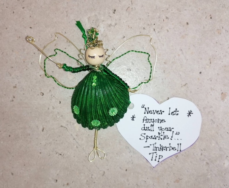 Tinkerbell/Tinkerbell ornament/body positivity/Tinkerbell figurine/fairy figure/fairy figurine/sea shell art/seashell art/sea shell wall art image 1