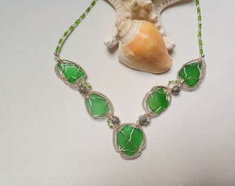 Statement sea glass necklace/Unique, genuine sea glass,irish necklace/medieval necklace/Game of Thrones necklace/prom necklace