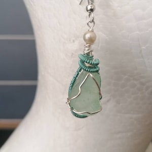 Genuine sea glass/ dangle earrings/Irish seaglass earrings/summer earrings/cool earrings/celtic earrings/mermaid earrings/upcycled earrings image 3