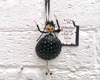 Wednesday/Wednesday Addams/The Addams family/Nevermore/seashell art/sea shell art/ seashell wall decor