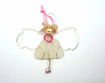 Angel figurine/miniature angel/genuine sea glass/get well soon/bereavement gift/miscarriage keepsake/new nurse gift/midwife gift