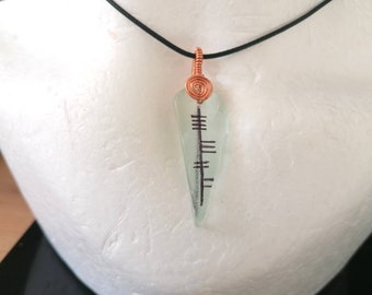 Personalised Ogham necklace/ogham/genuine sea glass/ancient celtic alphabet/runes/unique irish gift/surfer necklace
