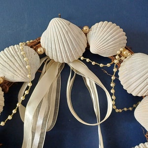 Seashell wreath/seashell art/table centrepiece/wedding centrepiece/hanging wreath/clam shells/sea shell decor image 4