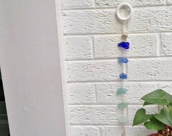 Genuine sea glass suncatcher/garden mobile/outdoor decor/sea glass decor/wind chime/window suncatcher/hanging mobile/sea glass art