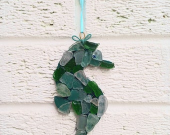 Seahorse/seahorse mosaic/genuine sea glass seahorse/sea horse/ sea glass art/sea horse wall art