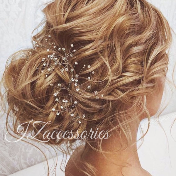 Rhinestone Bridal Hair Vine Shining Wedding Crystal Hair Vine Headpiece Rose gold Silver Gold Hair piece Bridal headband Crystal tiara