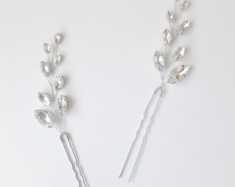 Rhinestone Bridal Hair Pin: Silver Wedding Hair Piece