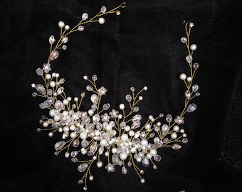 16 COLORS Crystal bridal hair piece Wedding hair vine Bridal hair vine hair comb Wedding headpiece headband Crystal Pearl hair accessories