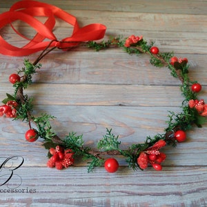 Christmas Berry crown Red Simple Flower crown Winter Wedding Hair wreath Bridal headpiece Boho headband Baby Newborn Bridesmaid Flower girl