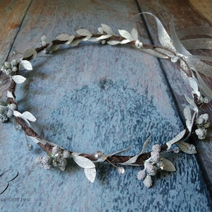 Silver Rose crown Wedding Flower crown Crystal Hair wreath Bridal headpiece Boho headband Maternity Halo baby Newborn Bridesmaid Flower girl