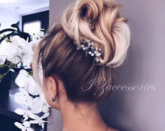 Rhinestone bridal hair pin Crystal Pearl Wedding hair pins Bridal hair piece Rose gold hair pin Bridesmaid hair pin Bridal hair accessories