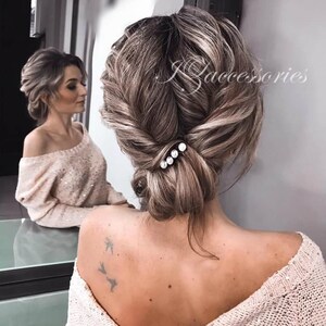 Set of 4 hair pins Pearl bridal hair pins Simple Hair Pins White Ivory Pearl Wedding hair pin Bridal hair piece Bridesmaid Hair Pins
