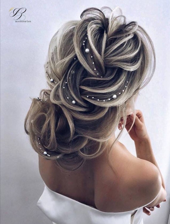 Simple Wedding Pearl Hair Vine White Ivory Bridal Pearl Hair Etsy