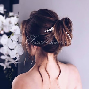 Pearl bridal hair pins White Ivory Wedding hair pin Simple Pearl hair pins Bridal hair piece headpiece Wedding hair accessories Bridesmaid