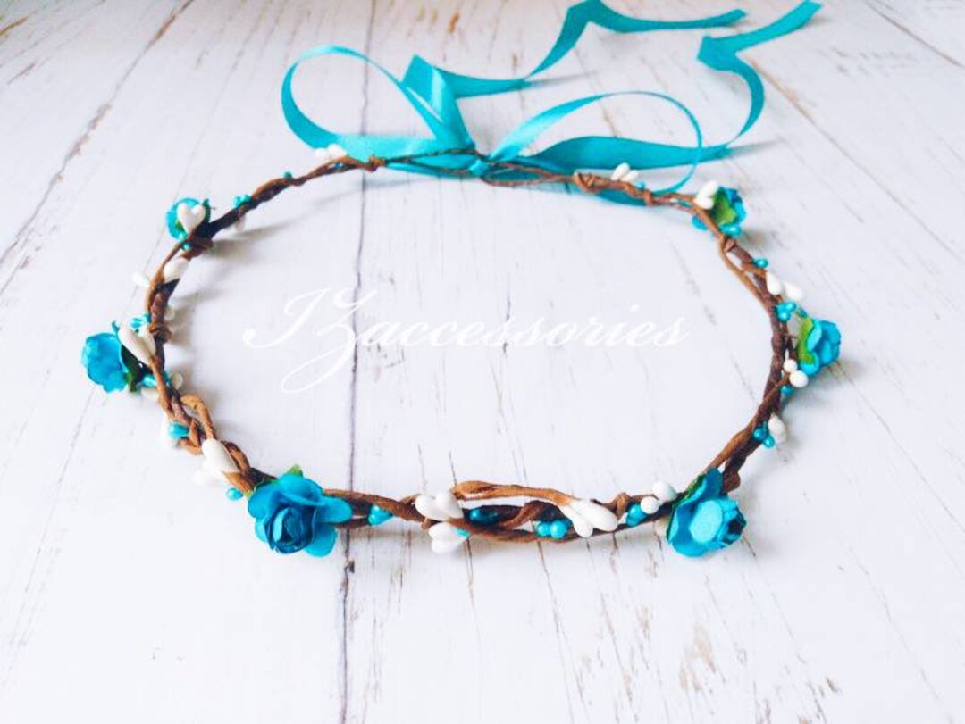 Boho Blue Rose Flower Crown, Bridal Headband, Maternity Halo - Etsy