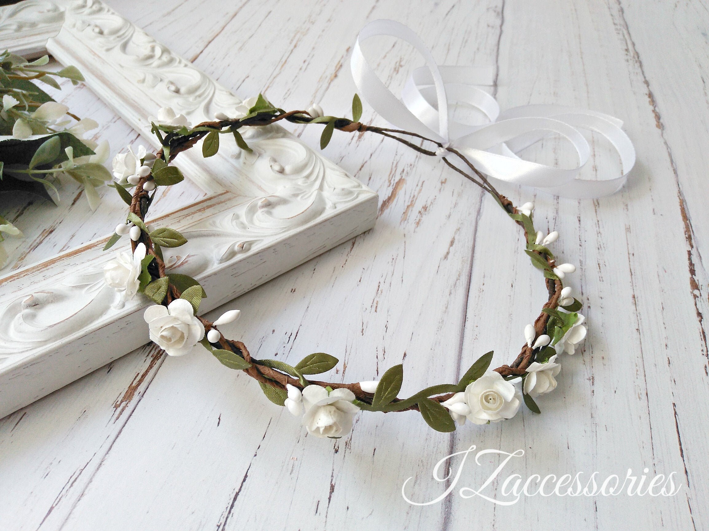 Cerchietto Sposa Fiori E Perle Blu - Tiara Elegante Per Matrimonio E Cerimonie