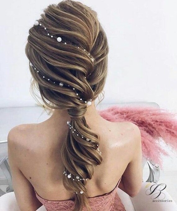 Simple Wedding Pearl Hair Vine White Ivory Bridal Pearl Hair Etsy