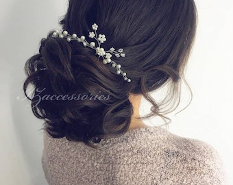 Flower hair pin Pearl Rhinestone bridal hair pin Wedding hair pins White Ivory hair pin Rose Gold Bridal hair piece Bridal hair accessories