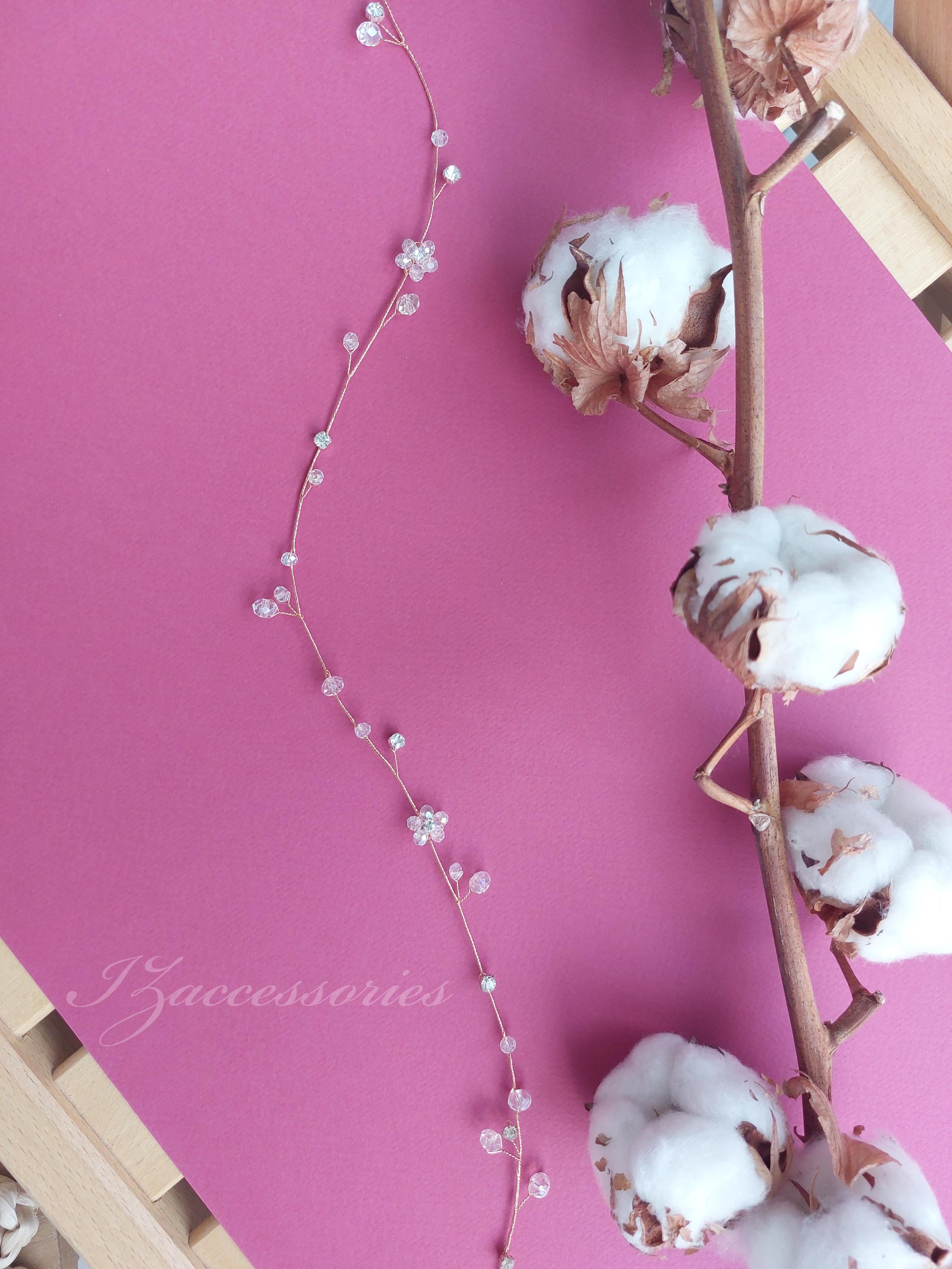 Simple Wedding Hair Vine Crystal Bridal Hair piece Rhinestone headband Thin Pearl Headpiece
