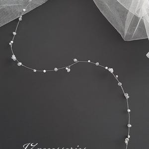 Simple Wedding Hair Vine Crystal Rhinestone Hair Vine Thin Bridal Hair Vine Headpiece Hair piece headband Babys Breath Long hair vine tiara