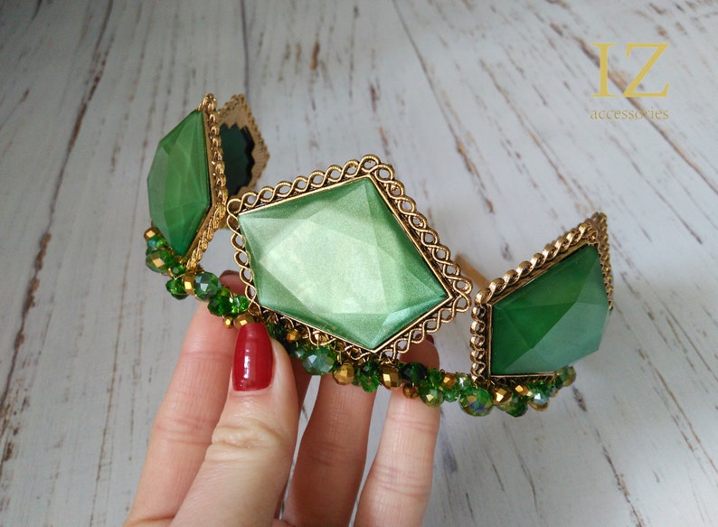 Green Crown Vintage Wedding Crystal Crown Hair crown Bridal headpiece headband Bridesmaid Wedding halo Baroque Queen Crown Hair Accessories