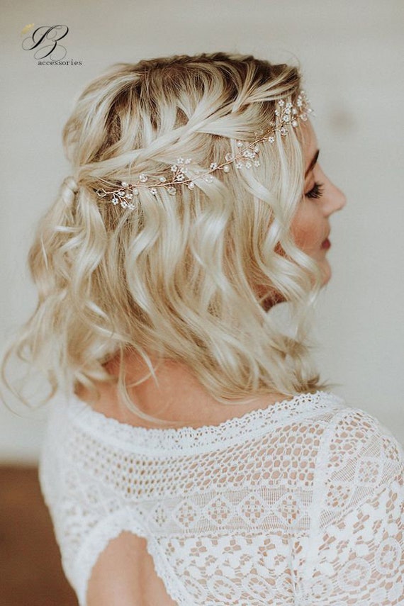 Crystal Pearl Wedding Hair Vine, Bridal Headpiece - Etsy display picture 1