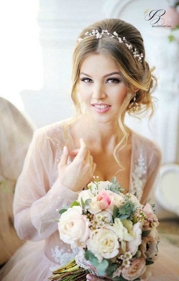 Crystal Pearl Wedding Hair Vine: Bohemian Bridal Headpiece  display picture 3