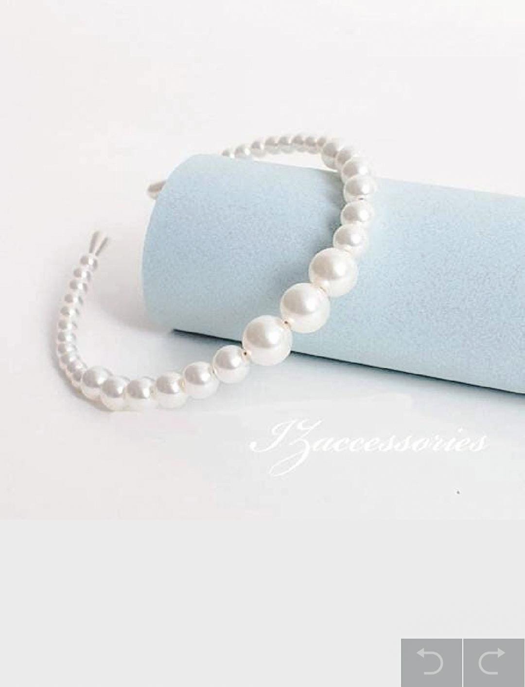 Bridal Pearl Hair piece Wedding Pearl Headpiece White Ivory Bridal headband Pearl crown Bridesmaids Extra large pearl hairpiece Wedding halo