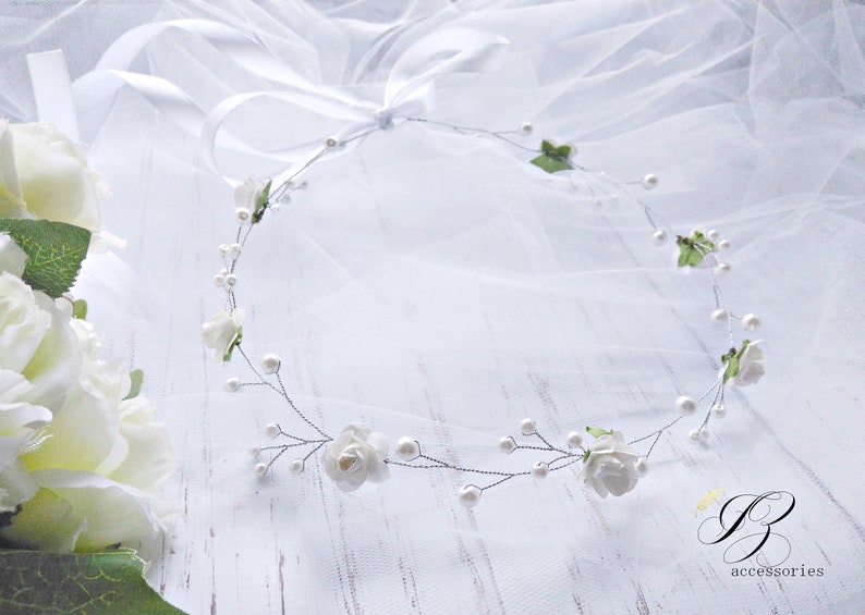 18 COLORS Delicate Flower Crown White Rose Crown Pearl Bridal Etsy
