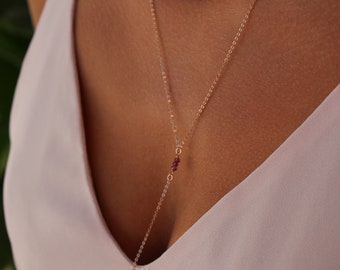 Layered Y necklace with gemstones - LOU