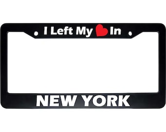 I Left My Heart In NEW YORK Black Car Auto License Plate Frame | Auto Car Accessories License Plate Frame Art