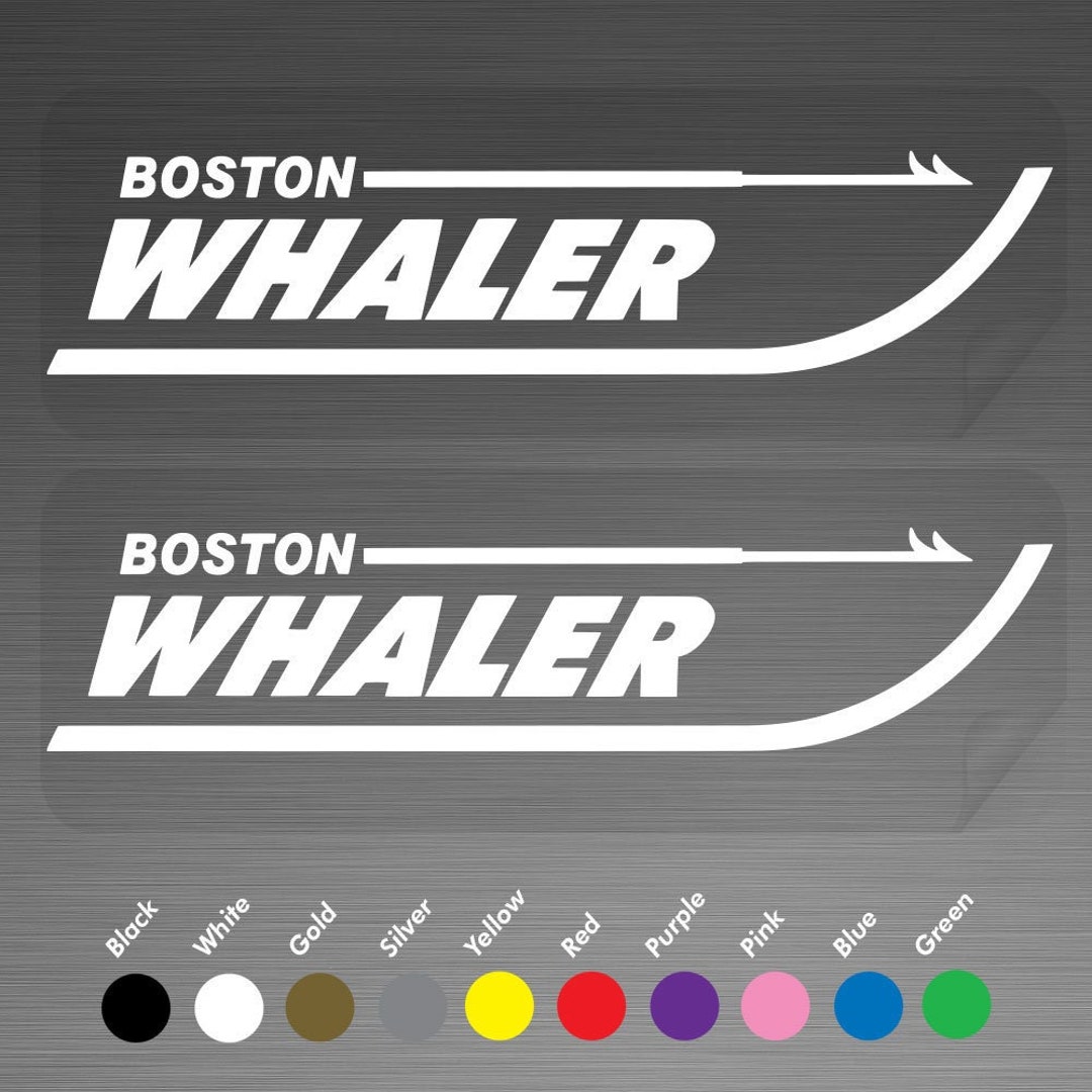 Pair 24" Boston Whaler Compatible Replacement Decals *Black* Vinyl Stickers Boat Outboard Motor Set Of 2