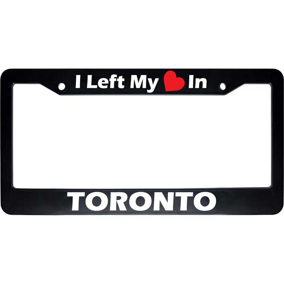 Deixei meu coração em TORONTO quadro de placa de carro preto | Arte da moldura da placa de licença de acessórios para automóveis