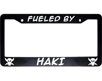 Fueled By Haki Red Hair Pirate Black Auto License Plate Tag Frame Holder