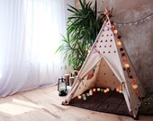 DEEP ROSE small triangles Tipi, Tipi tent, tipi, kids tipi, tipi kids, tent, play tent, play house, kids teepee, canvas tipi, hand print