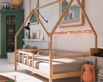 House Bed, Platform Bed, Toddler Bed, Montessori Bed Canopy Bed, Twin Bed, Montessori Toddler, Frame Bed,