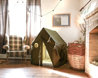 Khaki play house with beige mat, teepee tent, play teepee for kids - Christmas gift